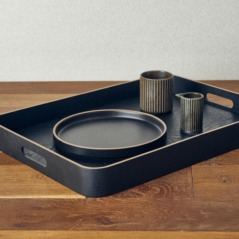 Serveringsbrett sort trefinér 50 x 38 cm WVT-B5038BK by Genware color Svart
