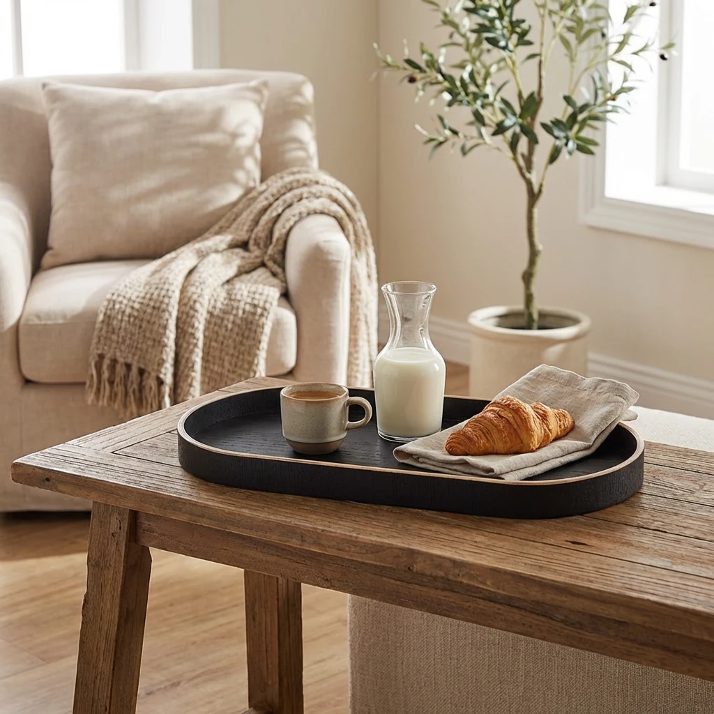 Brett Oval Sort Finér Tre 35 x 16.5cm WVT-V35BK by Genware color Svart