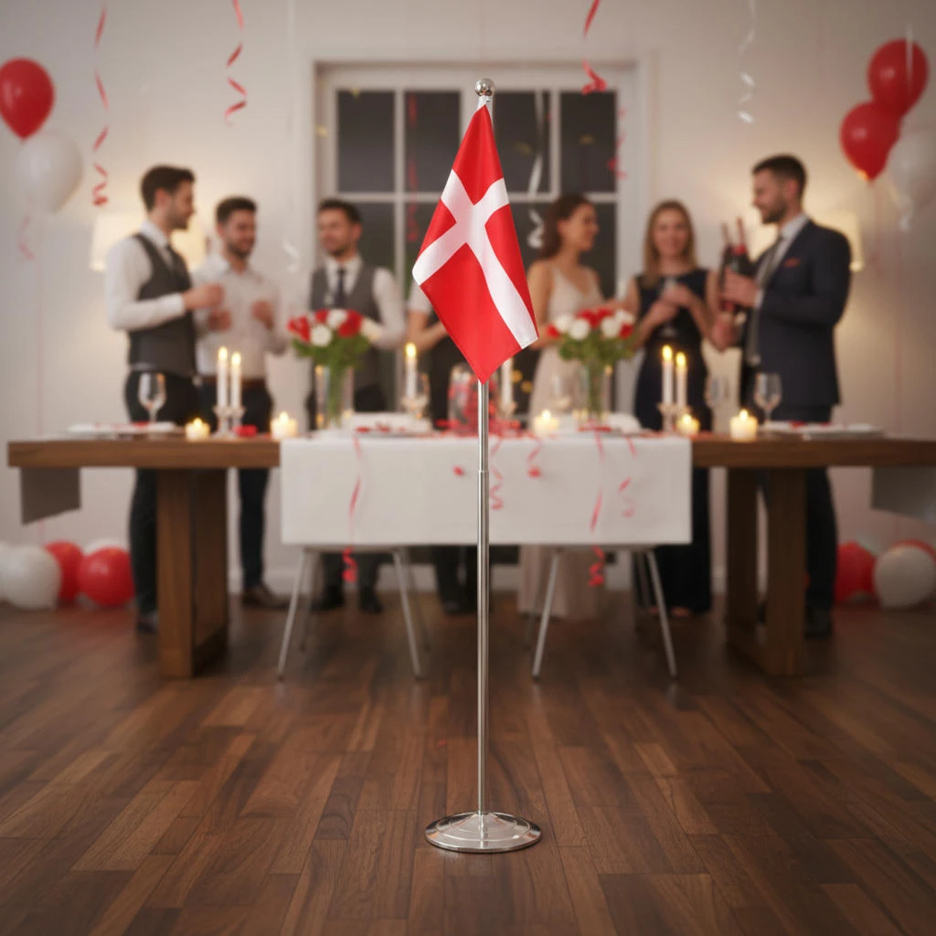 Dannebrog gulvflagg i metall høydejusterbart 108–192 cm 4200090  color Svart