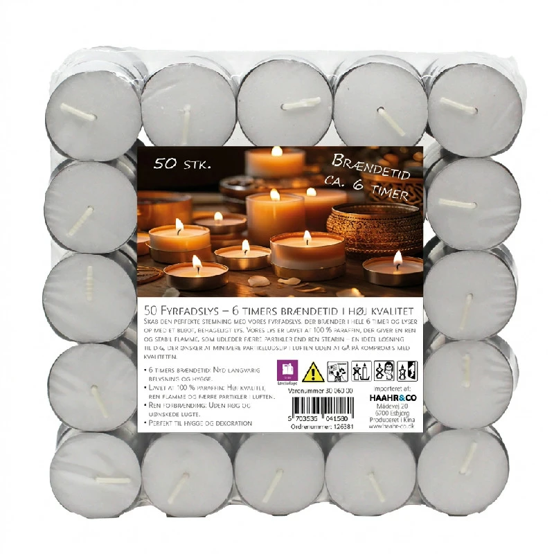 Telys 6 timer - 50 stk. 3006002  color Svart