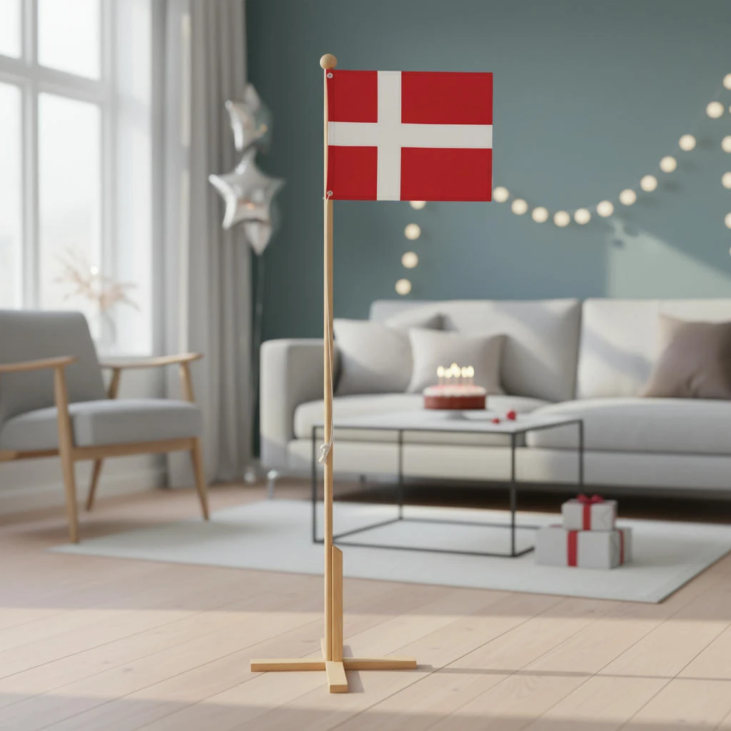 Gulvflagg i bøk Dannebrog 170 cm 4200087  color Svart