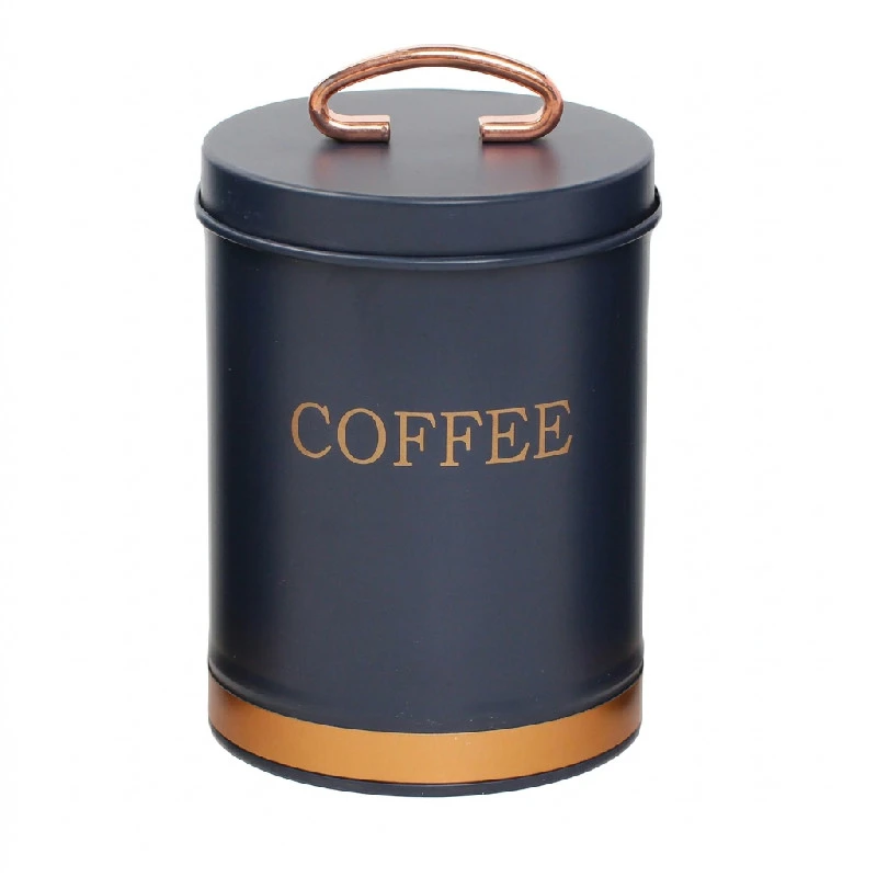Metalloppbevaring kaffe Blå med gull, str. 11x15 cm 2400050  color Svart