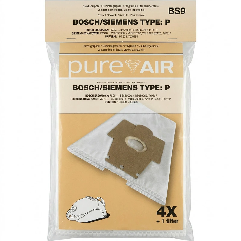 Støvsugerposer BS-9 til Bosch/Siemens P, 4 poser og 1 filter 3209011  color Svart