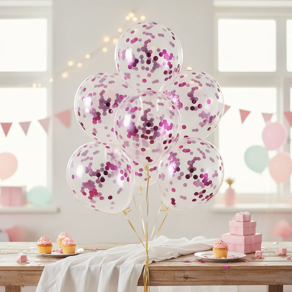 Ballonger - konfetti 8 stk rosa PR2000100  color Svart
