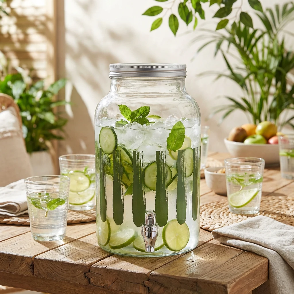 Drikkedispenser Glass Grønn 6L Ø17,8x30,4cm 494709  color Svart
