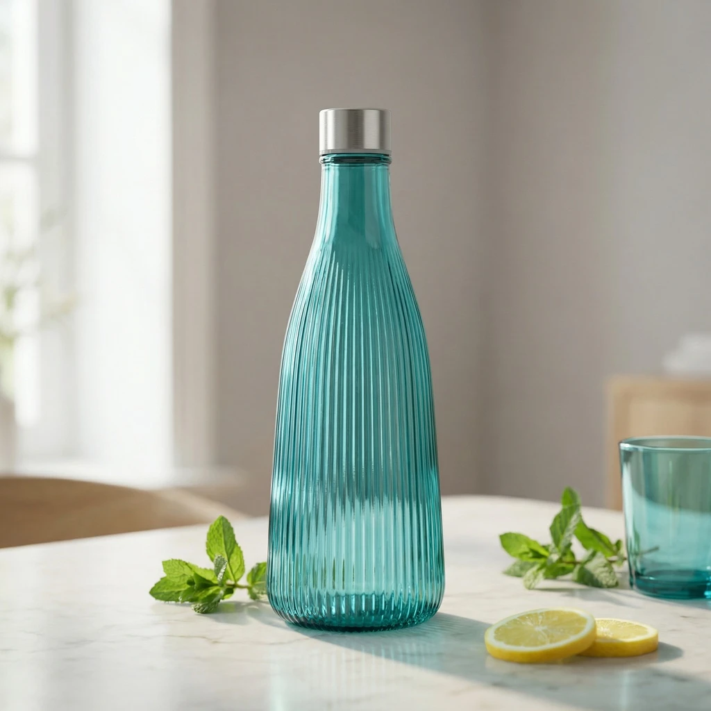 Vannflaske med lokk glass 1L Turkis H28cm 5415002  color Svart