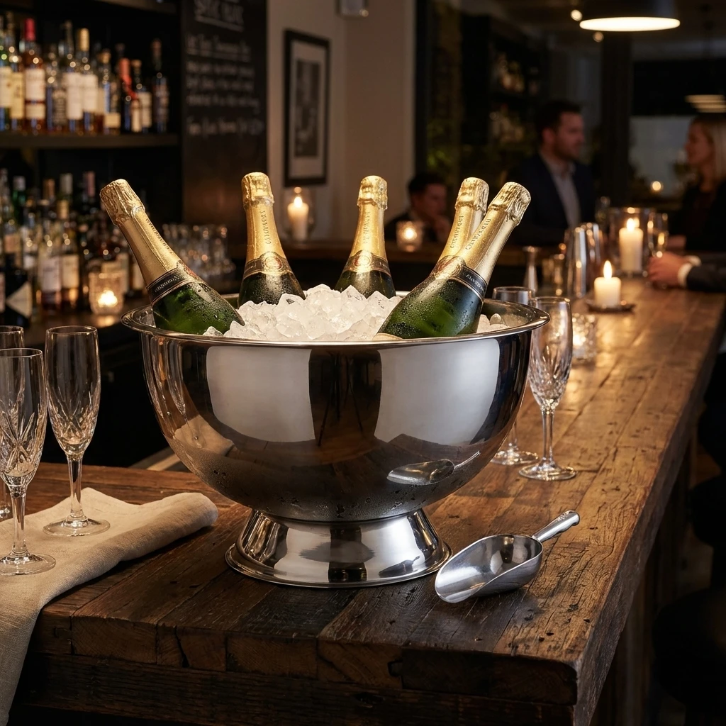 Champagnekjøler på fot rustfritt stål Ø40 cm 1833835 by COSY & TRENDY color Svart
