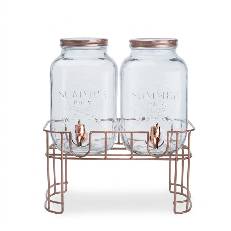 Juicedispensersett med Stativ 2x3,5L Glass 5972725 by COSY & TRENDY color Svart
