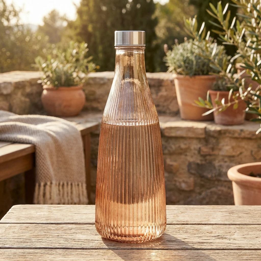 Vannflaske med Lokk Bronse Glass 1L H28cm 5415008  color Svart