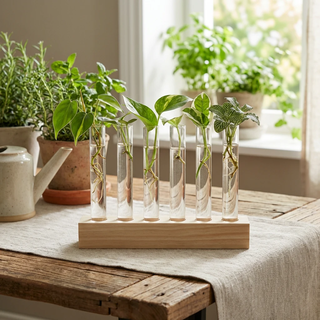 Glassprøverør 6 stk med treholder 14cm 506067  color Svart