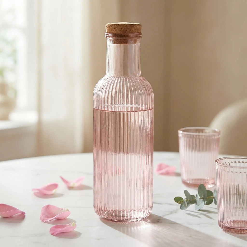 Karaffel med Propp Rosa Glass 1L 5426002 by COSY & TRENDY color Svart