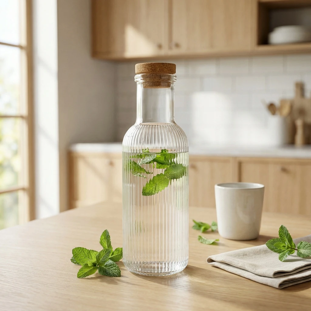 Glassflaske med korkpropp Transparent 1L Ø8,7x27,8cm 5426010 by COSY & TRENDY color Svart