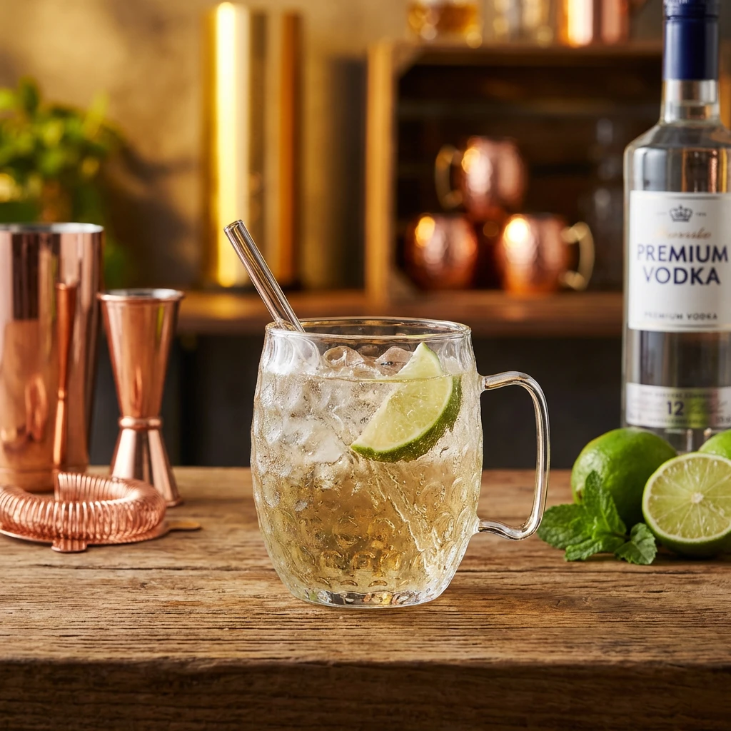 Moscow Mule Glass 2 stk inkl. Sugerør Borosilikatglass 5657006  color Svart