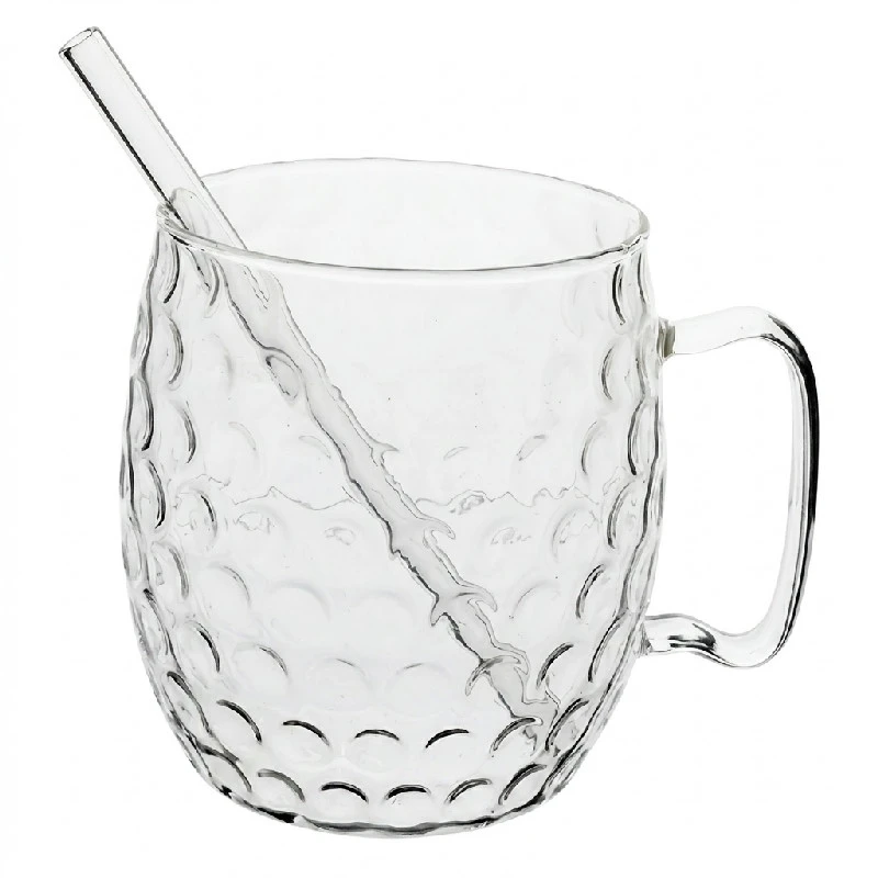 Moscow Mule Glass 2 stk inkl. Sugerør Borosilikatglass 5657006  color Svart