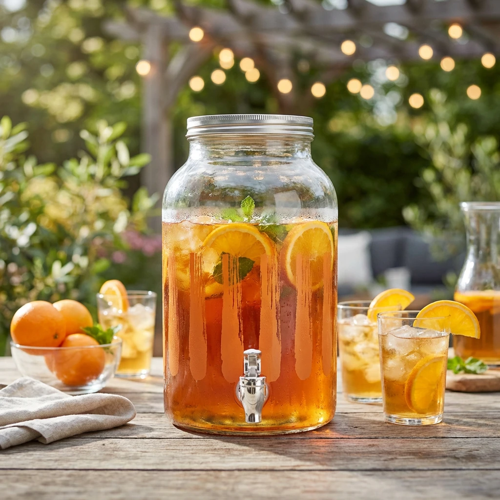 Drikkedispenser Glass Oransje 6L Ø17,8x30,4cm 494707 by COSY & TRENDY color Svart