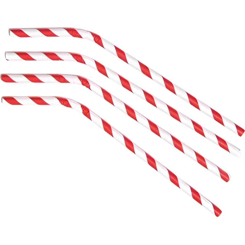Sugerør Ø6x245mm m/bøy bionedbrytbart papir rødstripet 500 stk. ML124589  color Svart