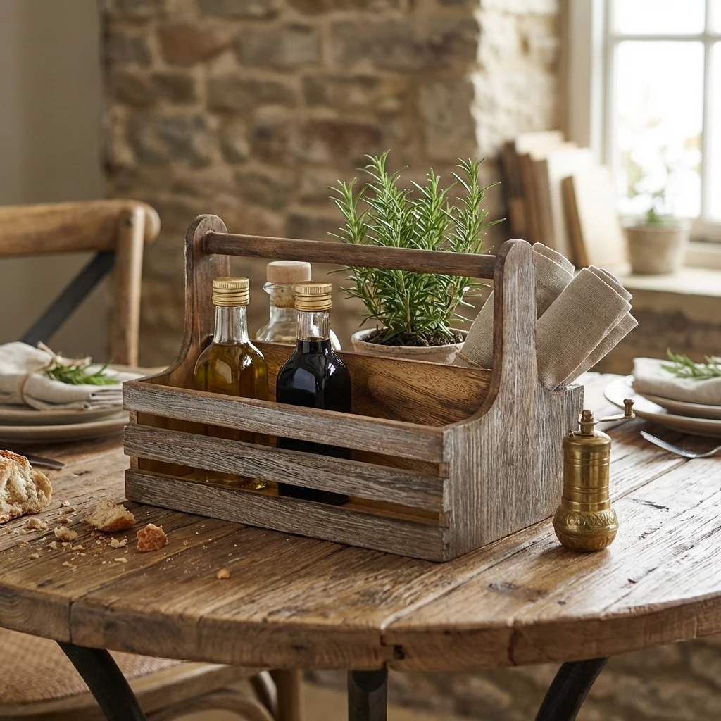 Rustic Wooden Table Caddy RWTC by Genware color Svart