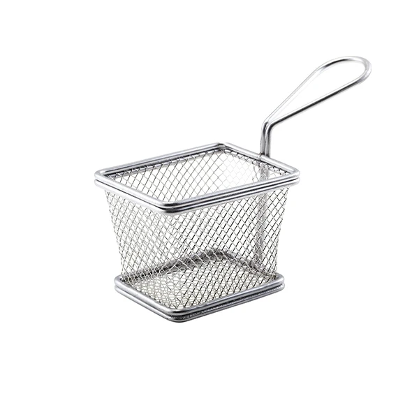 Serving Fry Basket Rektangulær 12,5 x 10 x 8,5 cm SVB1210 by Genware color Svart