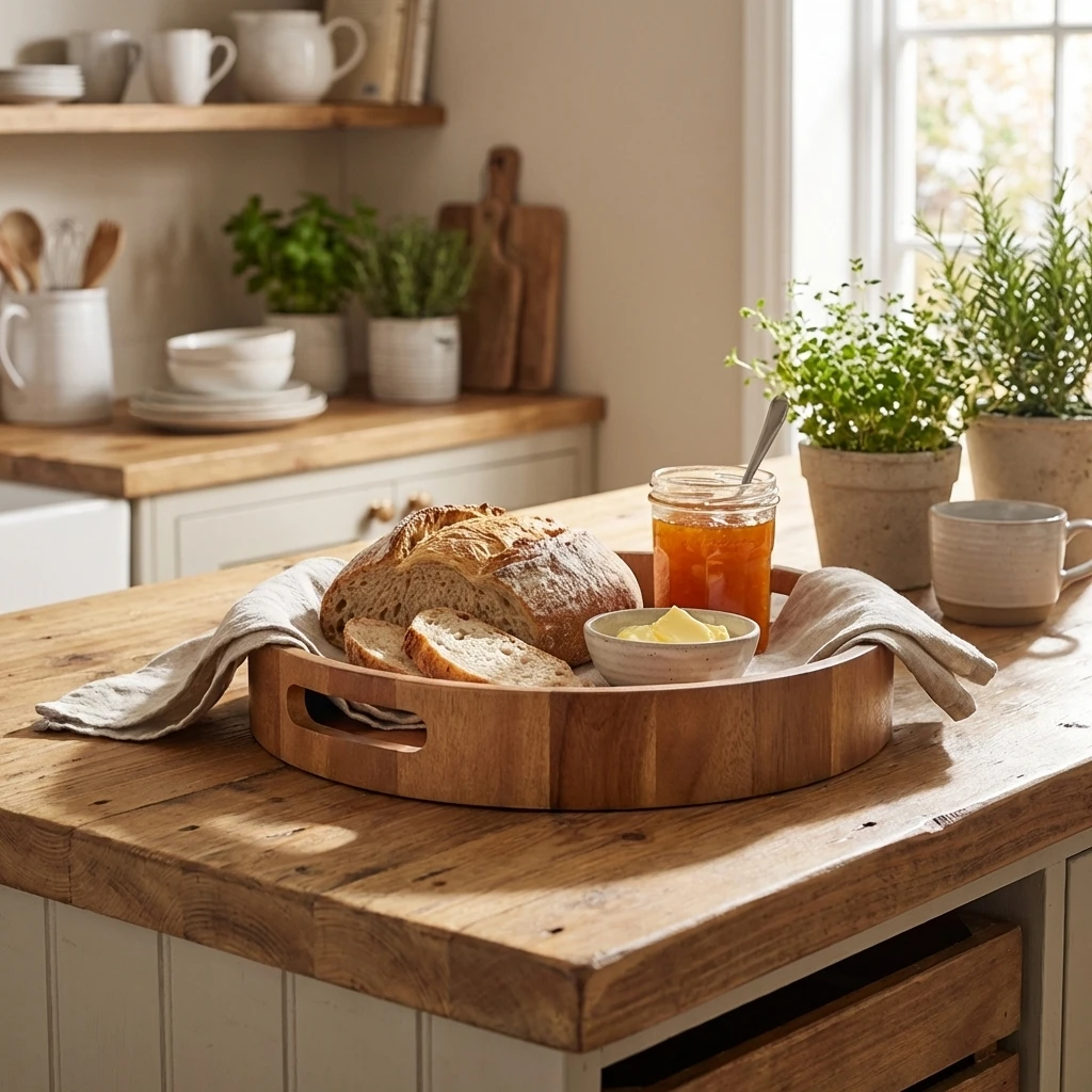 GenWare Acacia Wood Rundt serveringsbrett 30 cm WRST30 by Genware color Svart
