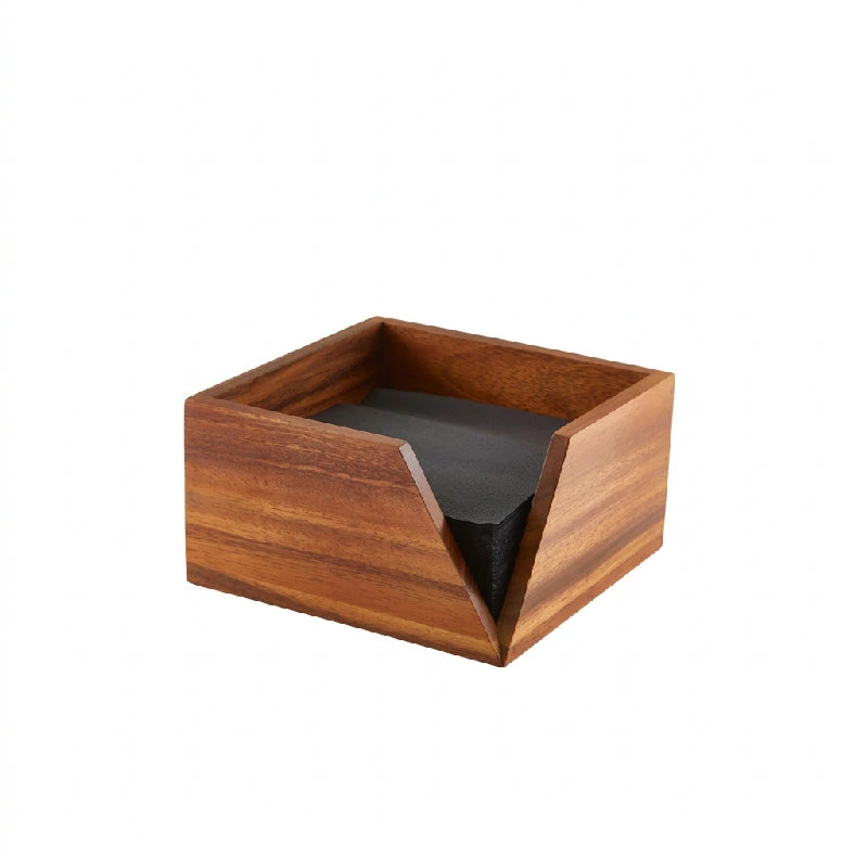 GenWare Acacia Wood Serviettholder 18,6 x 10 cm WDSH18 by Genware color Svart