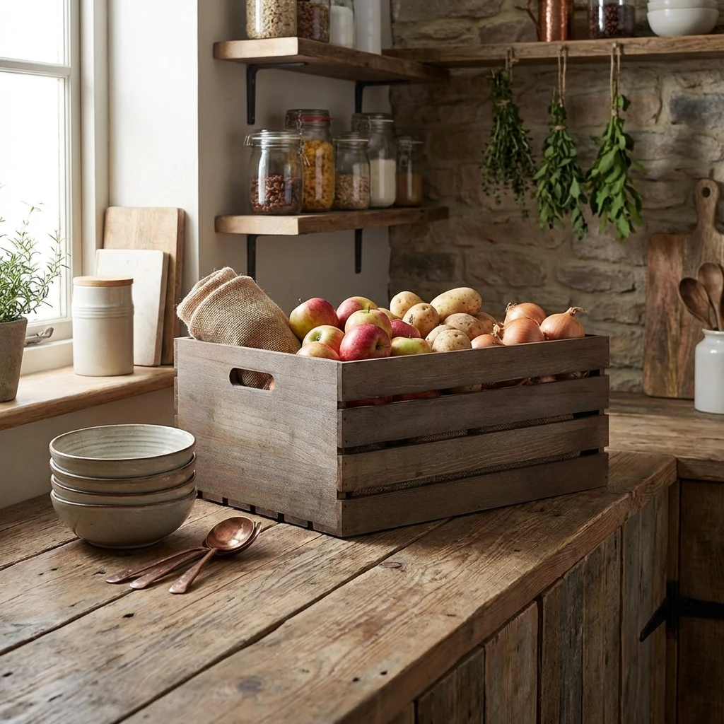 Genware Dark Rustic Trekasse 41 x 30 x 18 cm WDC-4130D by Genware color Svart