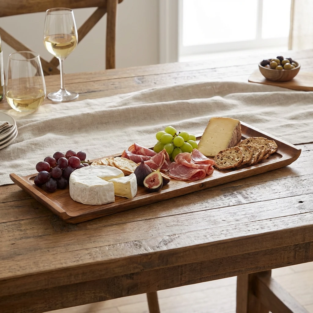 Acacia Wood serveringsfat 46 x 17,5 x 2 cm WSP4617 by Genware color Svart