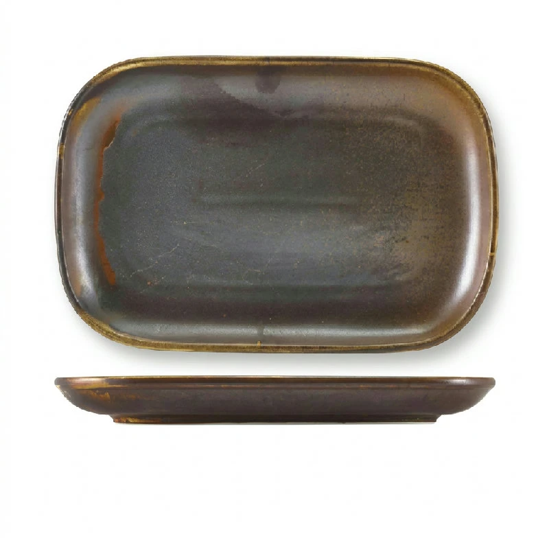 Terra Porcelain Rustic Kobber rektangulært fat 29 x 19,5 cm RP-PRC29 by Genware color Svart