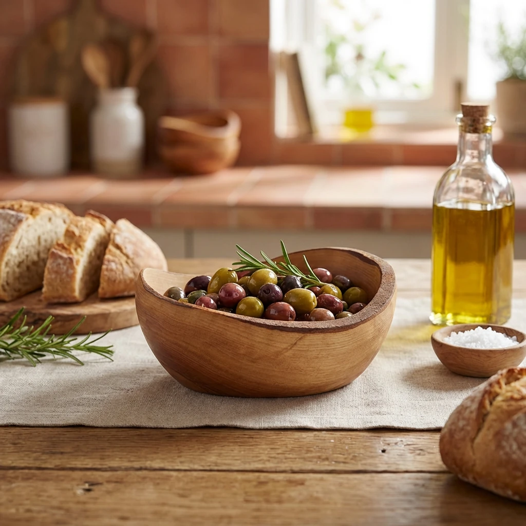 GenWare Olive Wood Rustikk skål 13 cm OWRB13 by Genware color Svart