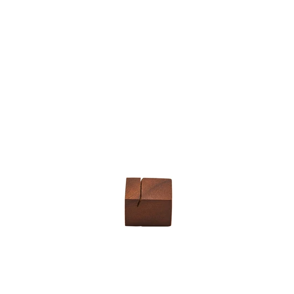 Acacia Wood Sign Holder 3 x 3 x 2 cm WSH32 by Genware color Svart