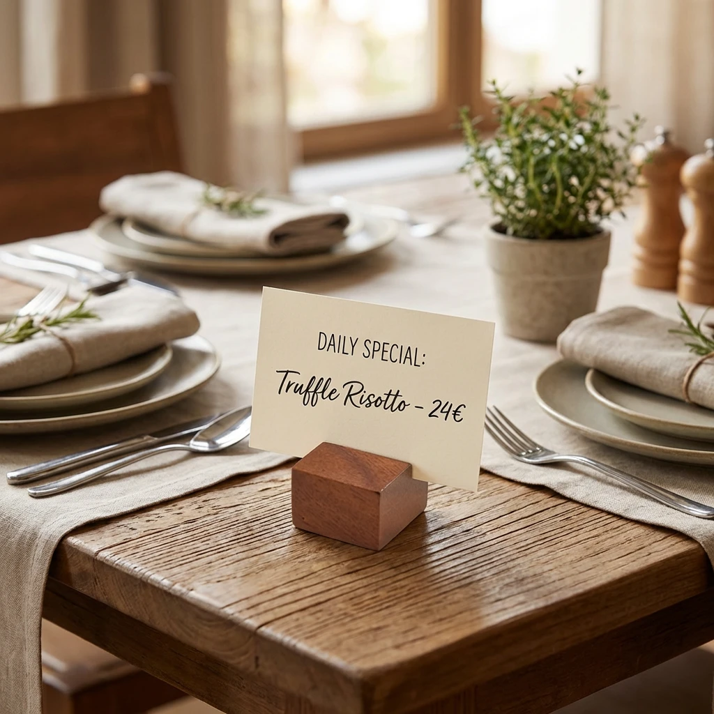 Acacia Wood Sign Holder 3 x 3 x 2 cm WSH32 by Genware color Svart