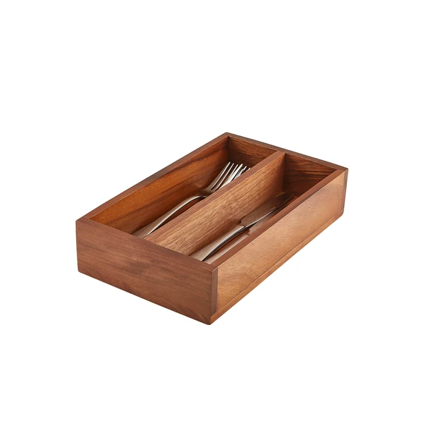 GenWare Acacia Wood Bestikkasse med 2 rom WDCT-2 by Genware color Svart