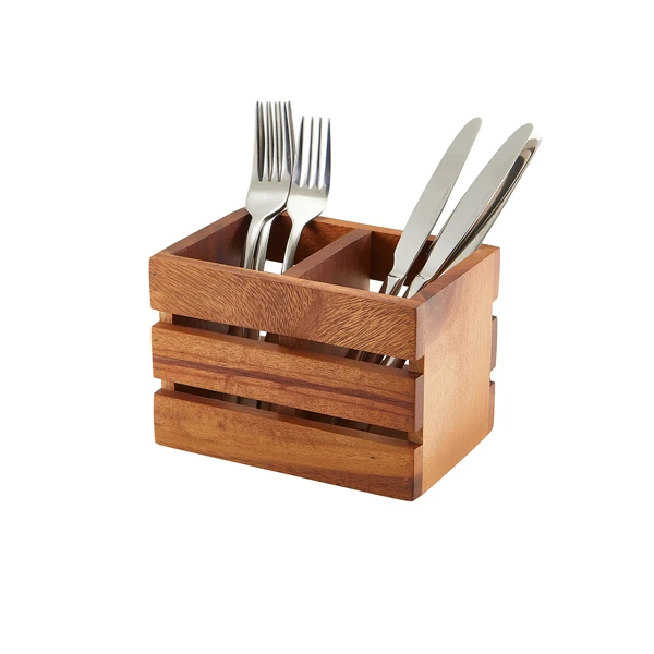 GenWare Acacia Wood bestikkholder med 2 rom WDCB-2 by Genware color Svart