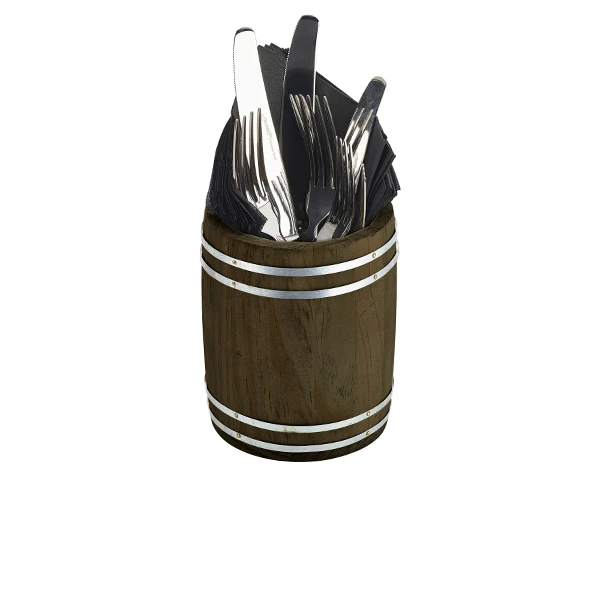 Miniature Wooden Barrel 11,5 cm i diameter x 13,5 cm MWB11 by Genware color Svart