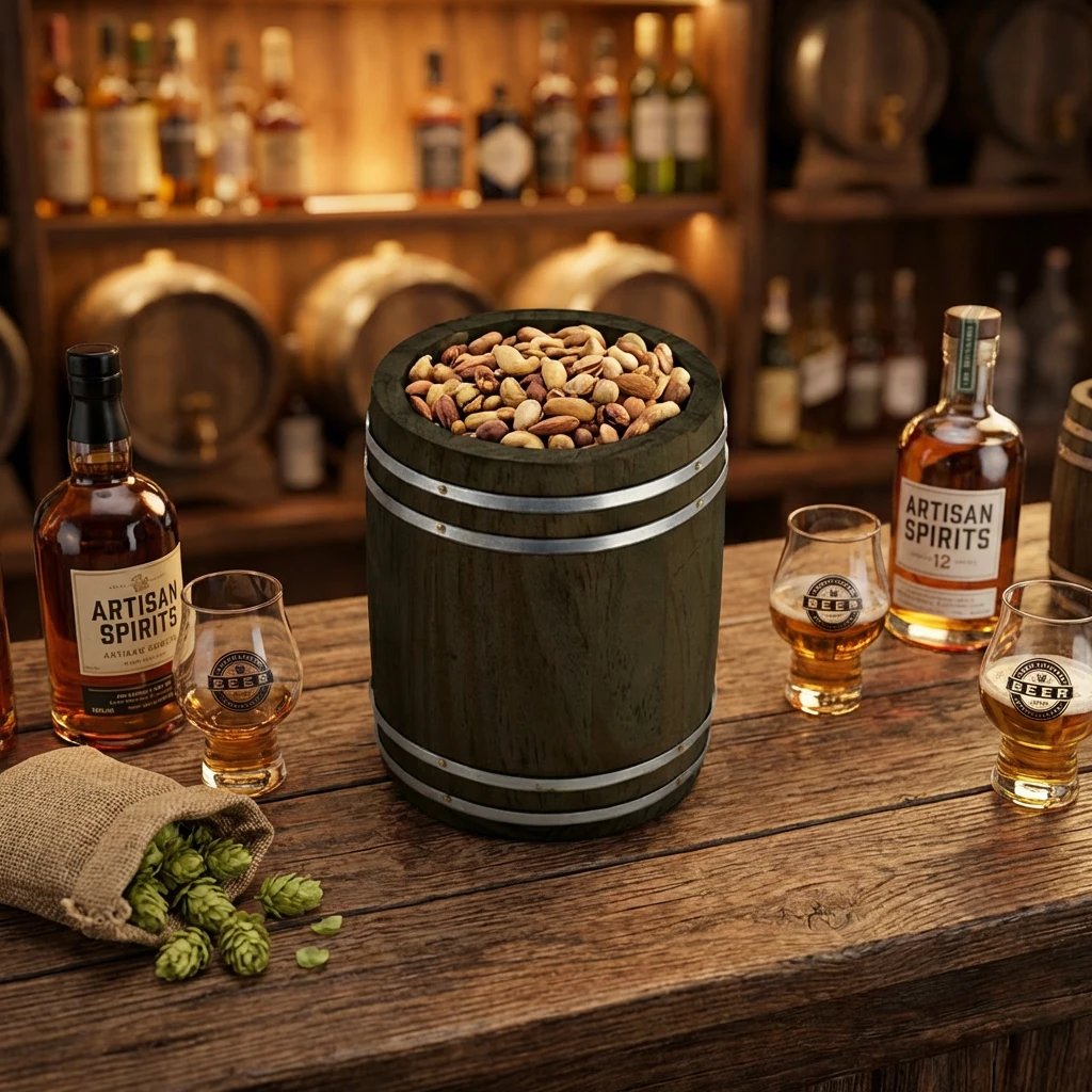Miniature Wooden Barrel 11,5 cm i diameter x 13,5 cm MWB11 by Genware color Svart