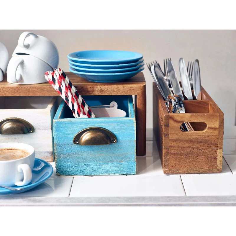 GenWare Acacia Wood bestikkboks med 3 rom WDCB-3 by Genware color Svart