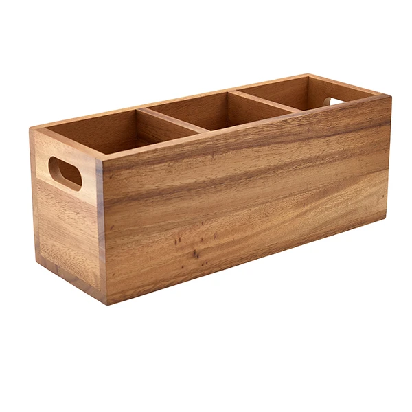 GenWare Acacia Wood bestikkboks med 3 rom WDCB-3 by Genware color Svart