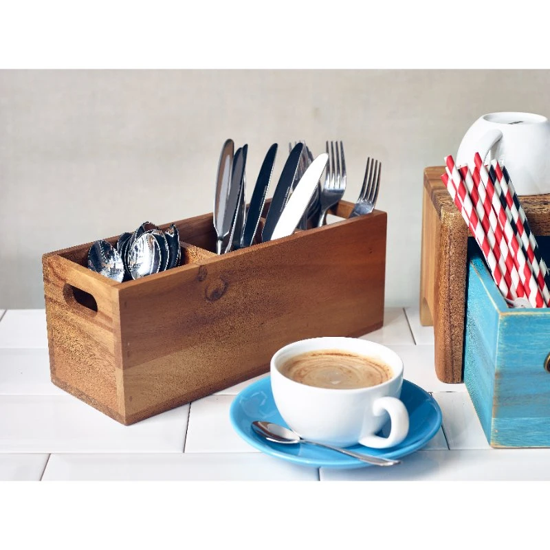 GenWare Acacia Wood bestikkboks med 3 rom WDCB-3 by Genware color Svart