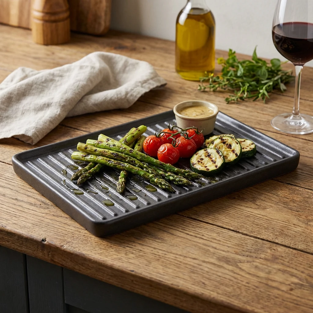 Forge Stoneware Griddle Tallerken 21,5 x 15 cm CT-GR21 by Genware color Svart