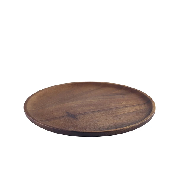 Acacia Wood Serveringsplate 26 cm WSPL26 by Genware color Svart