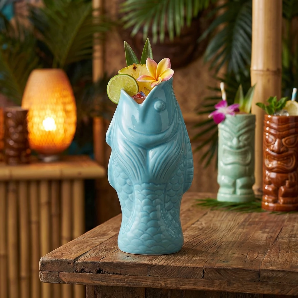 GenWare Blue Fish Tiki-krus 38 cl / 13,4 oz FSH380BL by Genware color Svart