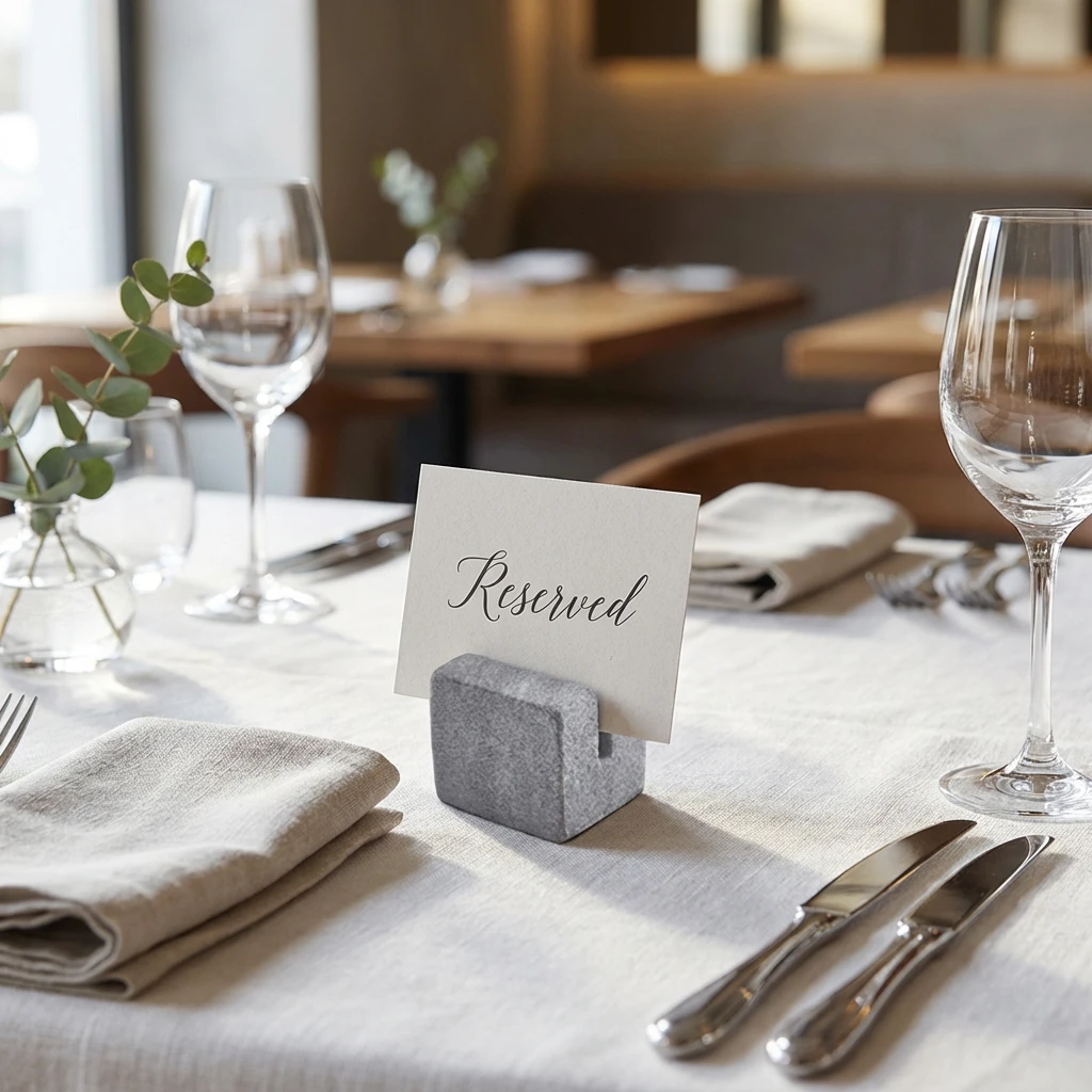 Grey Marble Sign Holder 3 x 2,5 x 2,5 cm MSH3G by Genware color Svart