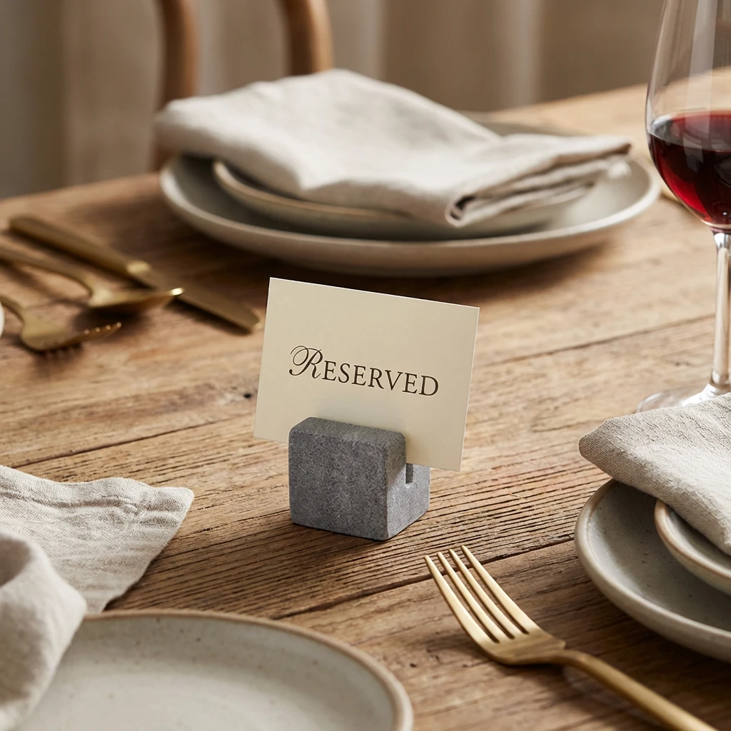 Grey Marble Sign Holder 3 x 2,5 x 2,5 cm MSH3G by Genware color Svart