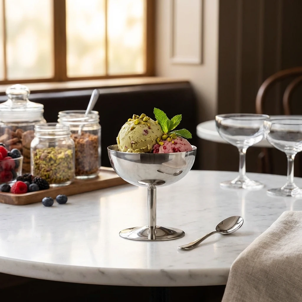 Stainless Steel Isvaffelkopp med stett SUNS10 by Genware color Svart