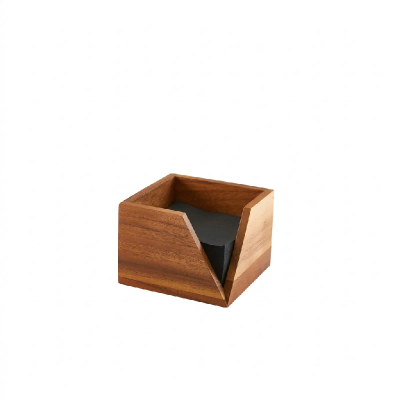 GenWare Acacia Wood serviettholder 14 x 10 cm WDSH14 by Genware color Svart