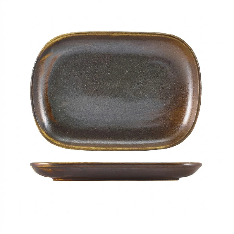 Terra Porcelain Rustic Kobber rektangulært fat 24 x 16,5 cm RP-PRC24 by Genware color Svart
