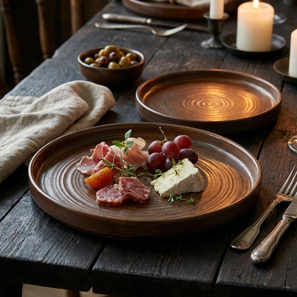 Terra Porcelain Rustic Kobber presentasjonsfat 20,5 cm PR-PRC21 by Genware color Svart