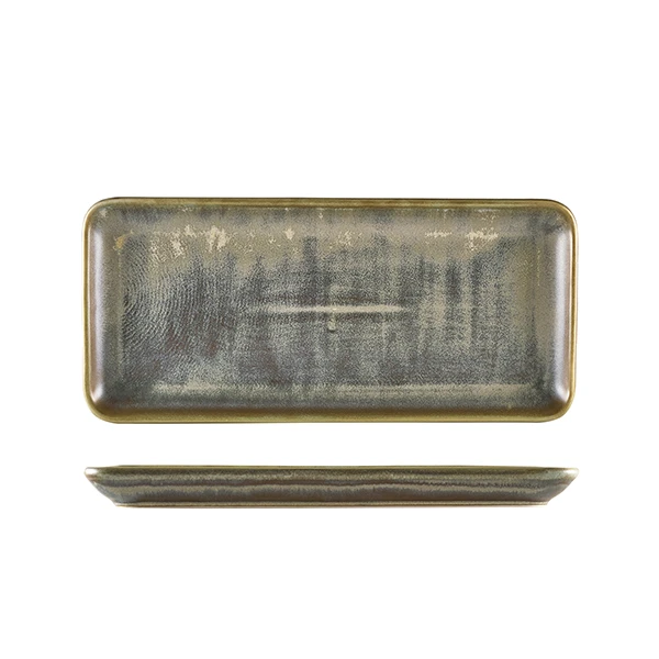 Terra Porcelain Matt Grå smalt rektangulært fat 31 x 14 cm NR-PMG30 by Genware color Svart