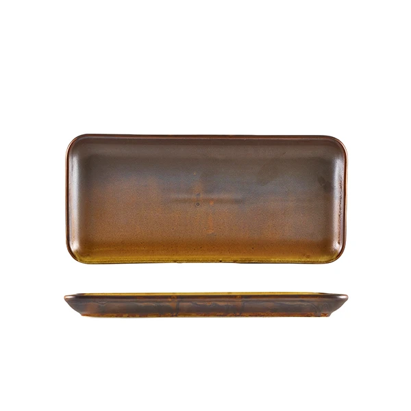 Terra Porcelain Rustikk Kobber Smalt Rektangulært Fat 27 x 12,5 cm NR-PRC27 by Genware color Svart