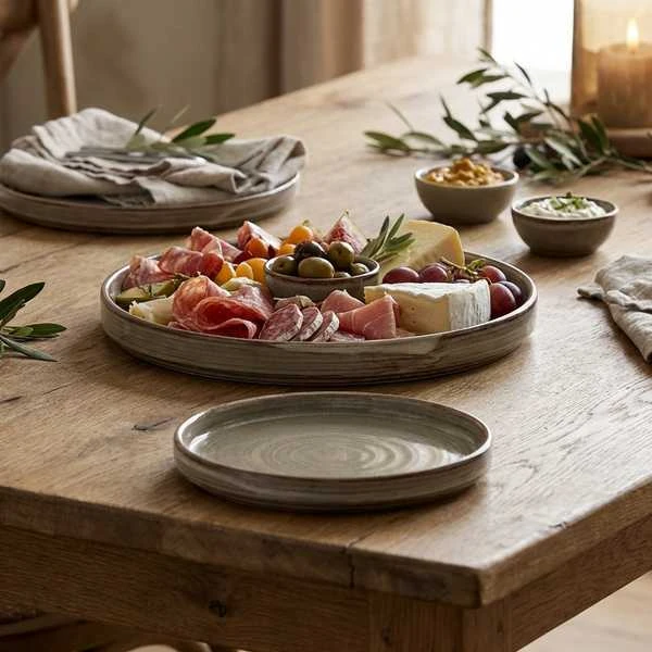 Terra Porcelain Grey Lavt presentasjonsfat 21 cm LP-PG21 by Genware color Svart