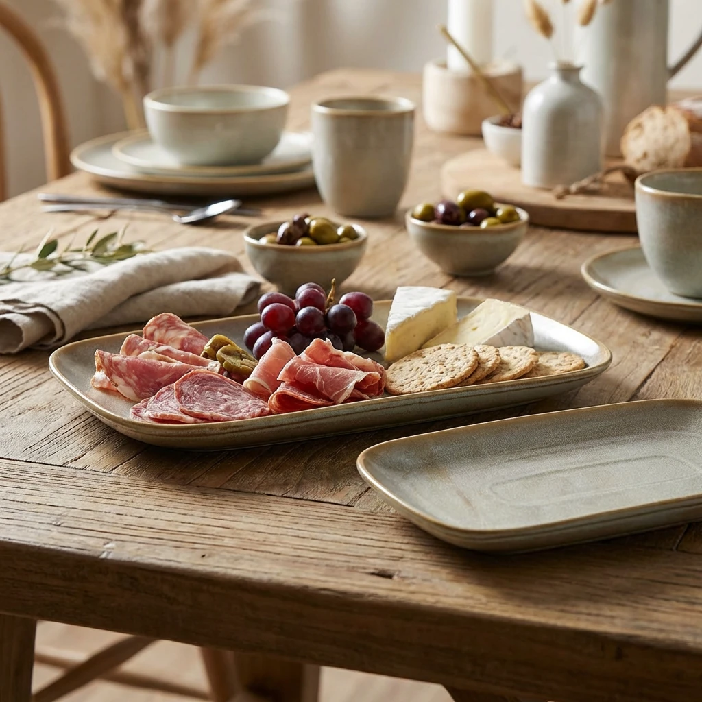 Terra Porcelain Matt Grå rektangulær tallerken 34,5 x 23,5 cm RP-PMG34 by Genware color Svart